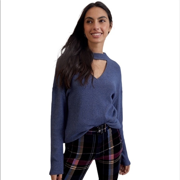 ANTHROPOLOGIE Dolan Left Coast Rebbeca Cut Out Top Sweater in Blue - Picture 1 of 4